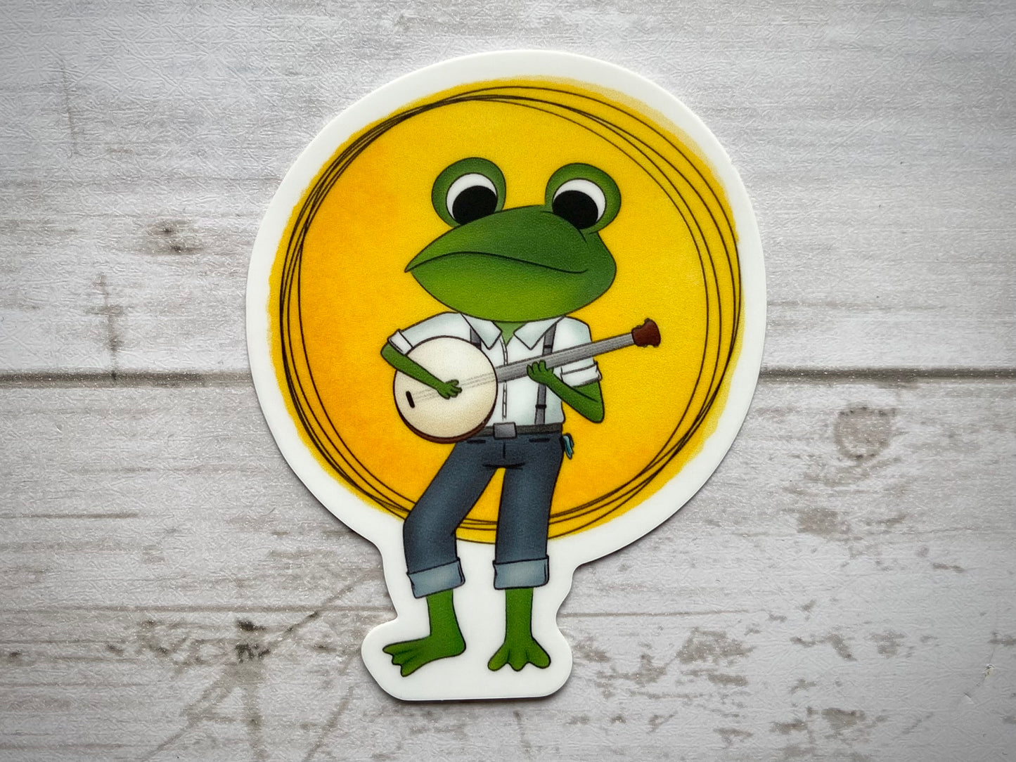 Banjo Frog Vinyl Sticker