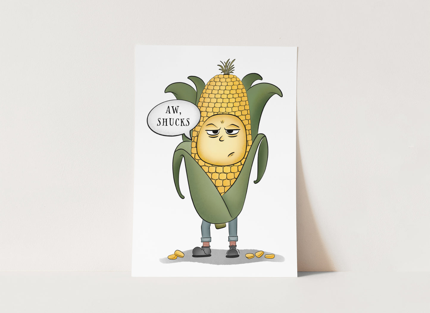 "Angsty Corn on the Cob" Whimsical Illustration Print