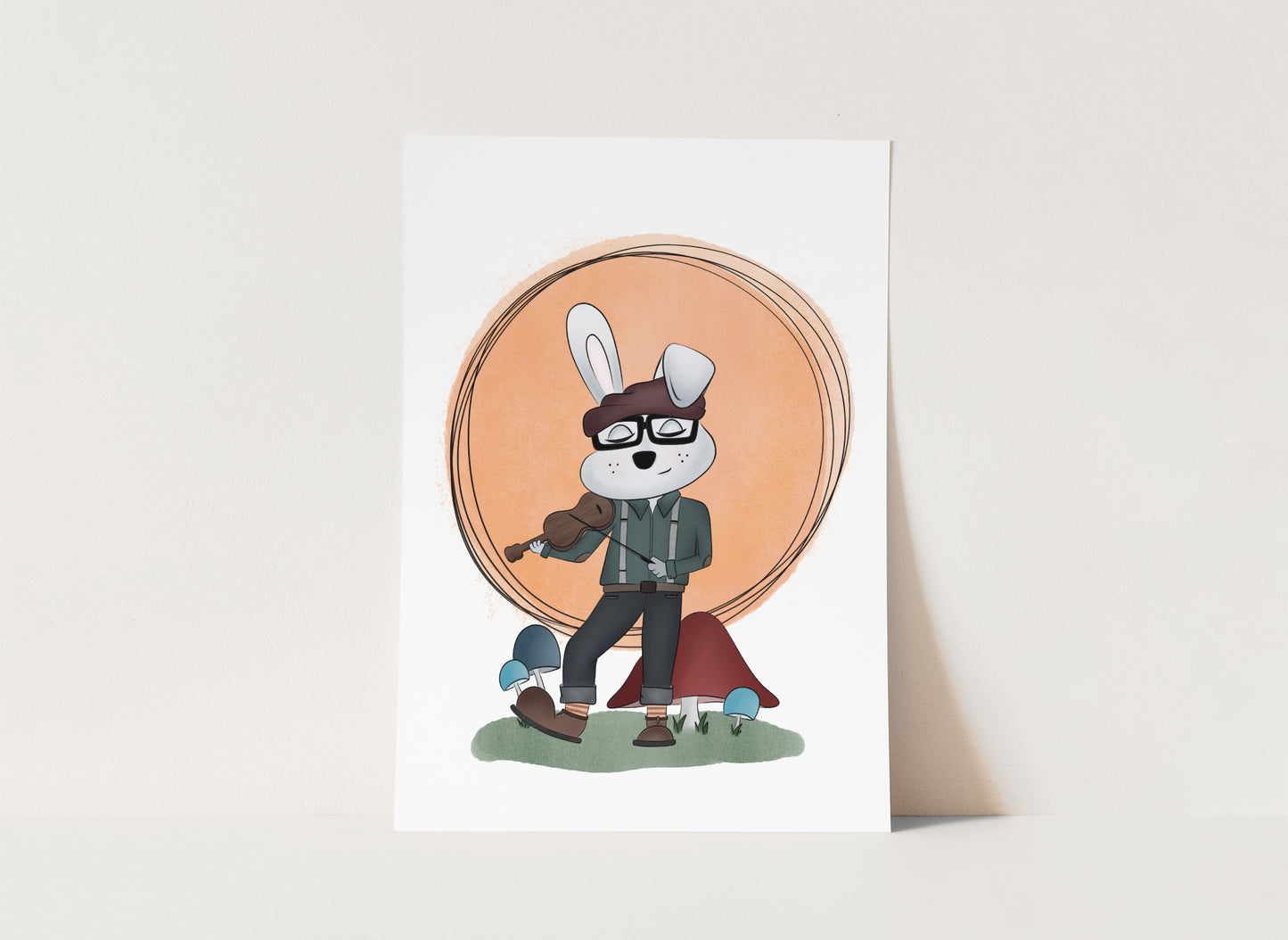 "Fiddle Rabbit" Whimsical Illustration Print