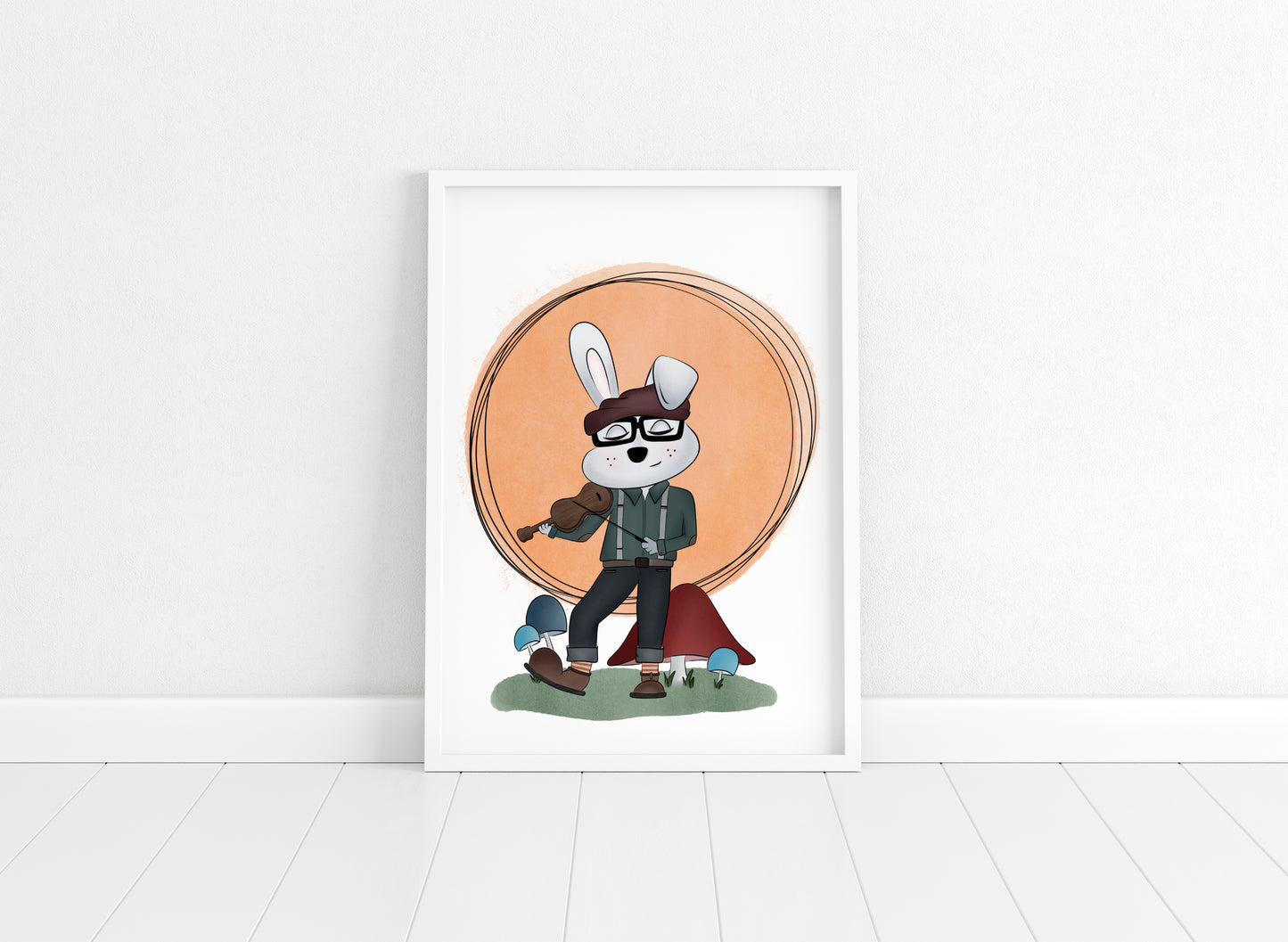 "Fiddle Rabbit" Whimsical Illustration Print