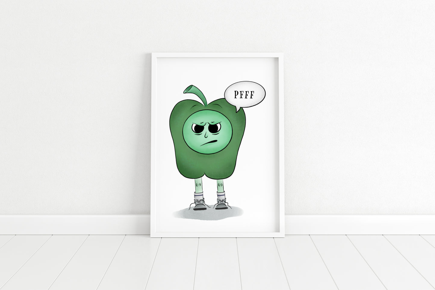 "Angsty Green Pepper" Whimsical Illustration Print