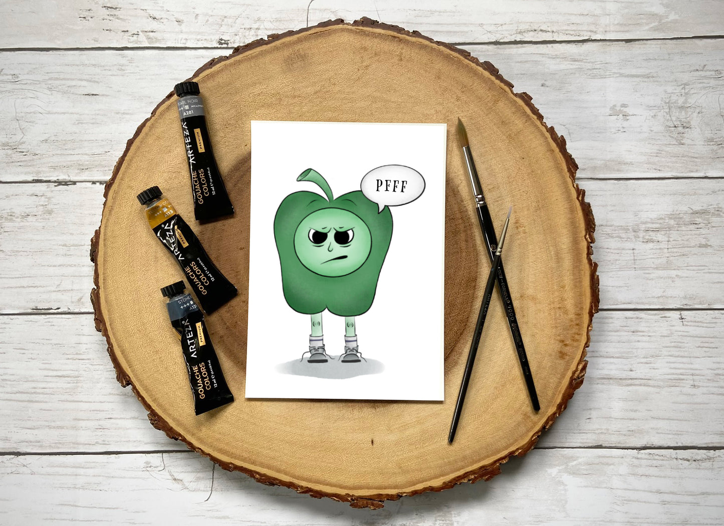 "Angsty Green Pepper" Whimsical Illustration Print