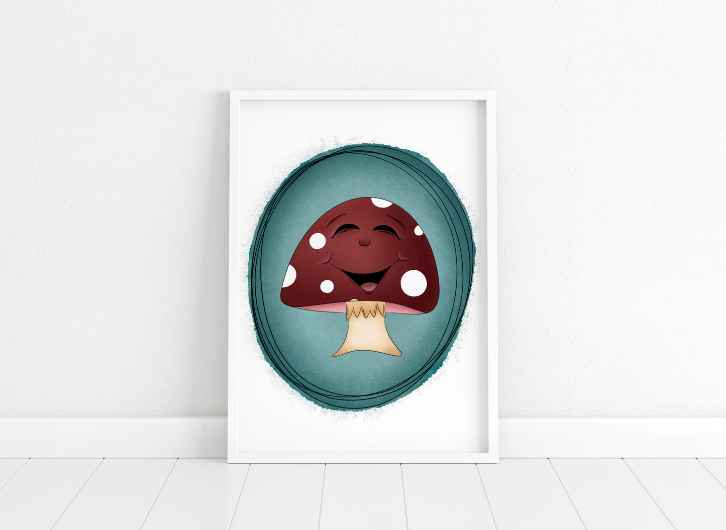 "Happy Mushroom" Whimsical Illustration Print