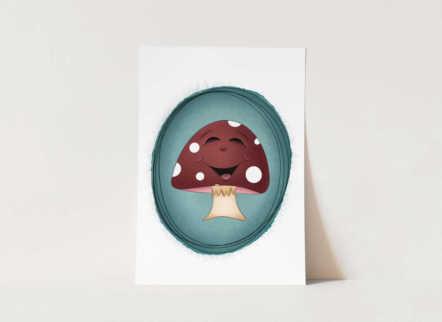 "Happy Mushroom" Whimsical Illustration Print
