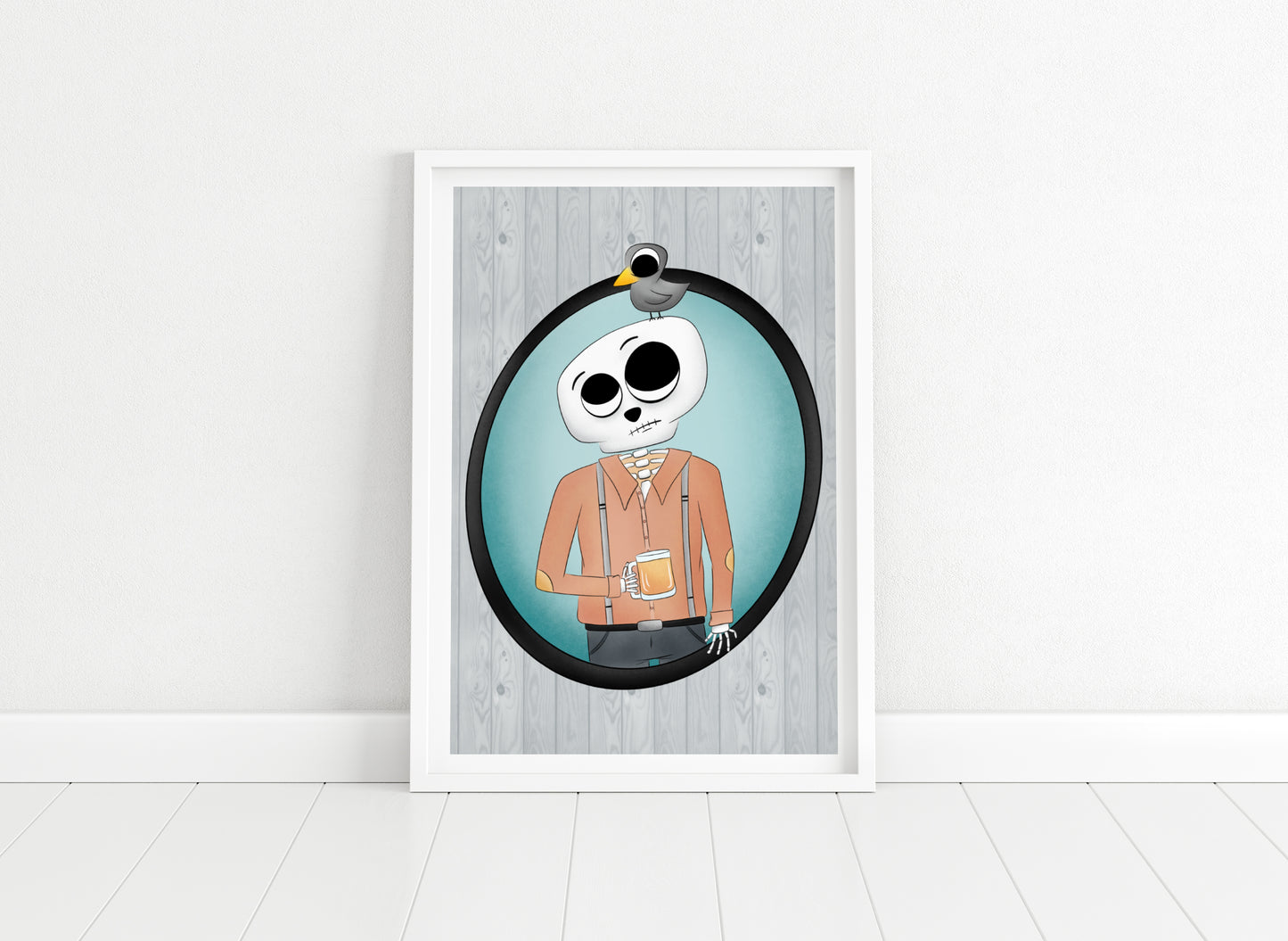 "Skulls and Brews" Whimsical Illustration Print
