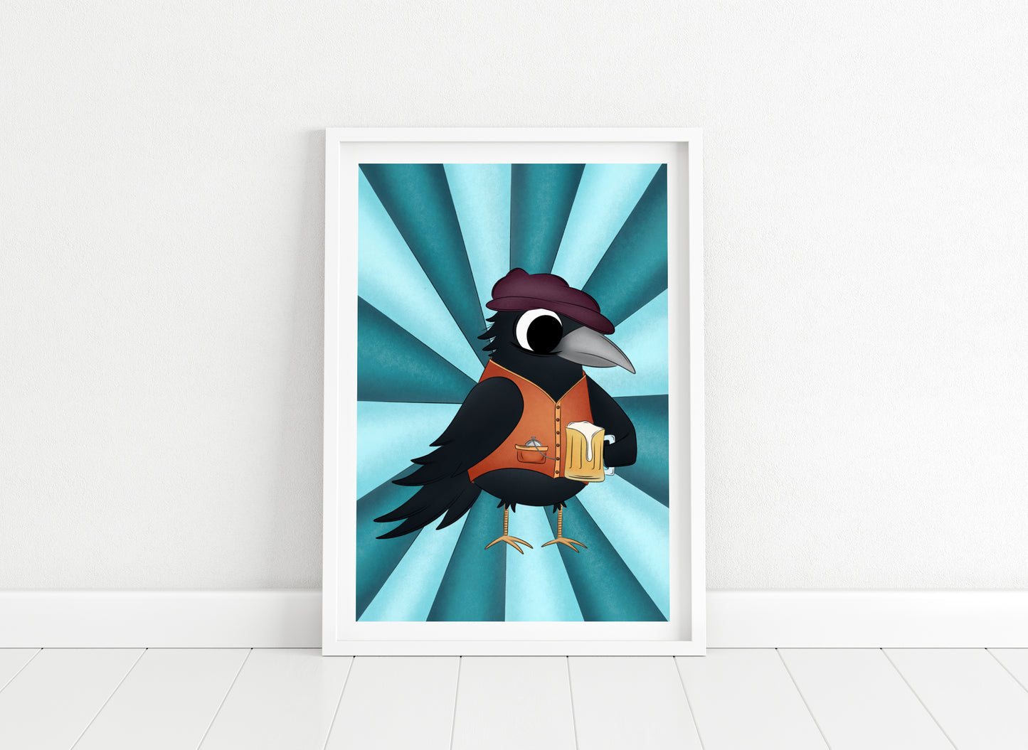 "Blue Raven" Whimsical Illustration Print