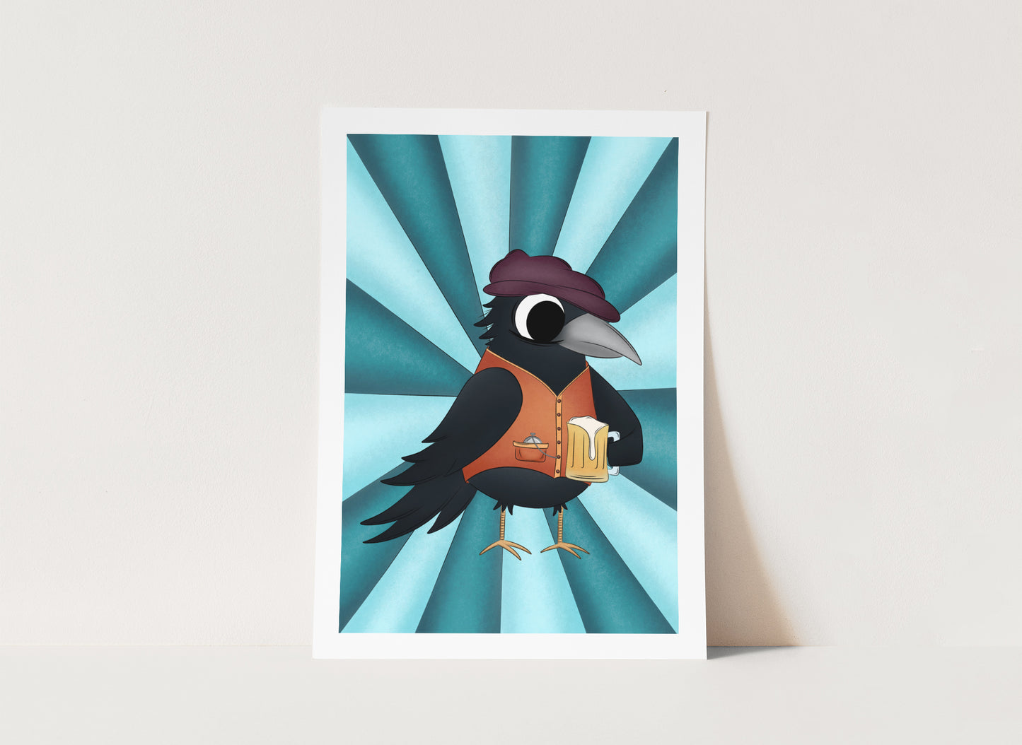 "Blue Raven" Whimsical Illustration Print