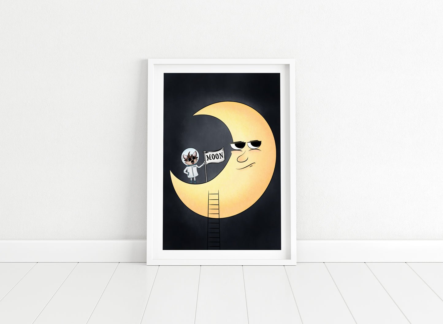 "Moon Landing" Whimsical Illustration Print