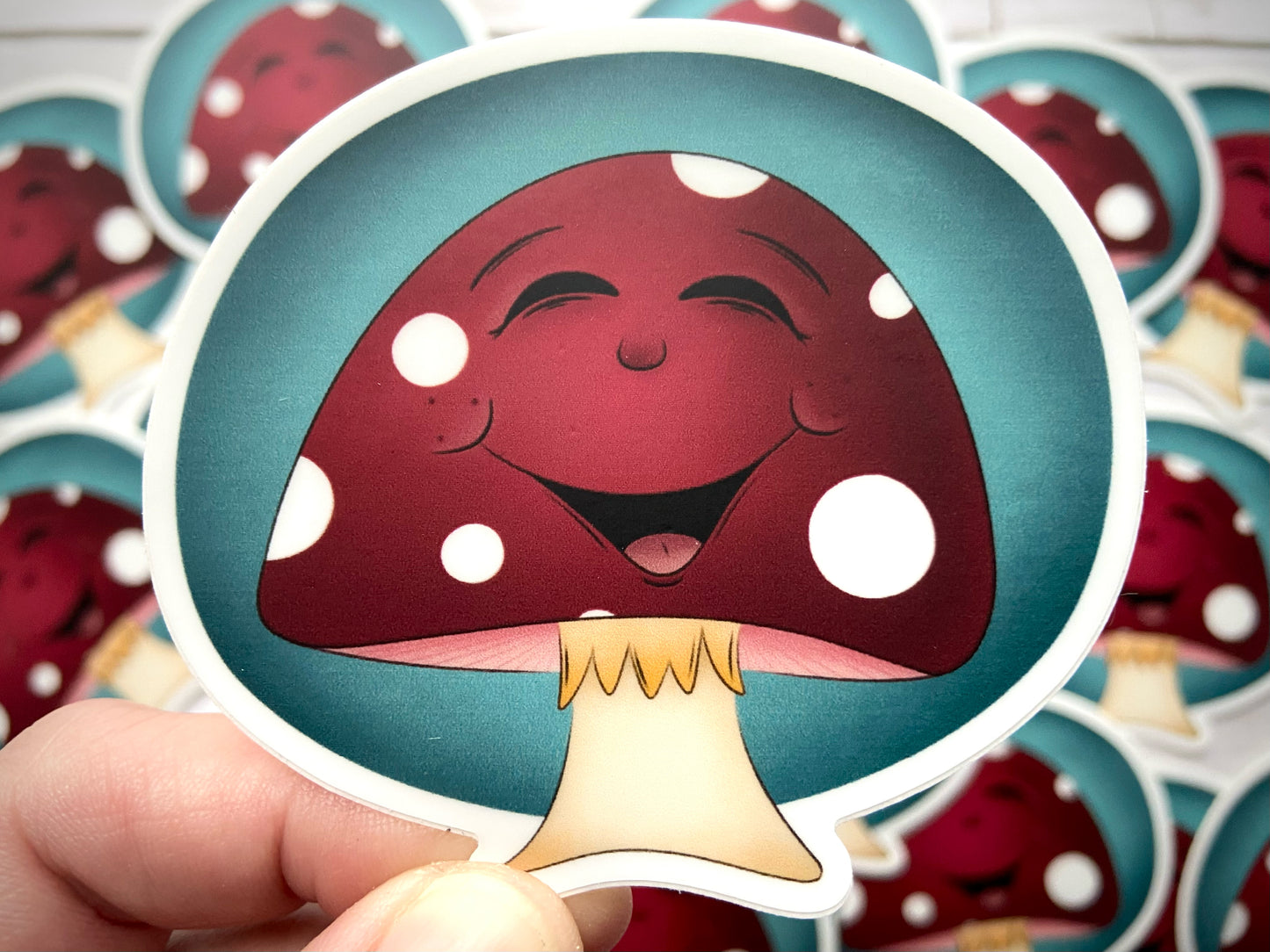 Happy Mushroom Vinyl Sticker
