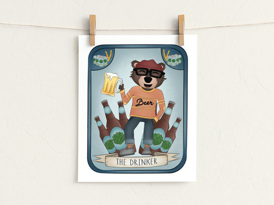 "The Drinker" Whimsical Illustration Print