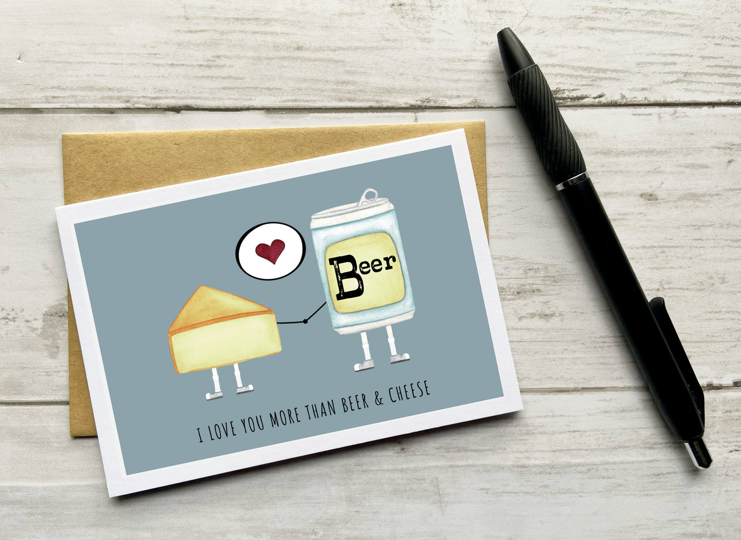 I Love You More Than Beer & Cheese Notecard