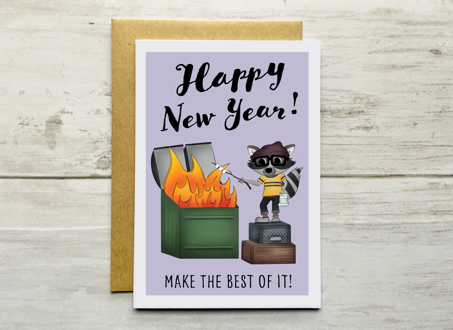 New Year's Dumpster Fire Notecard