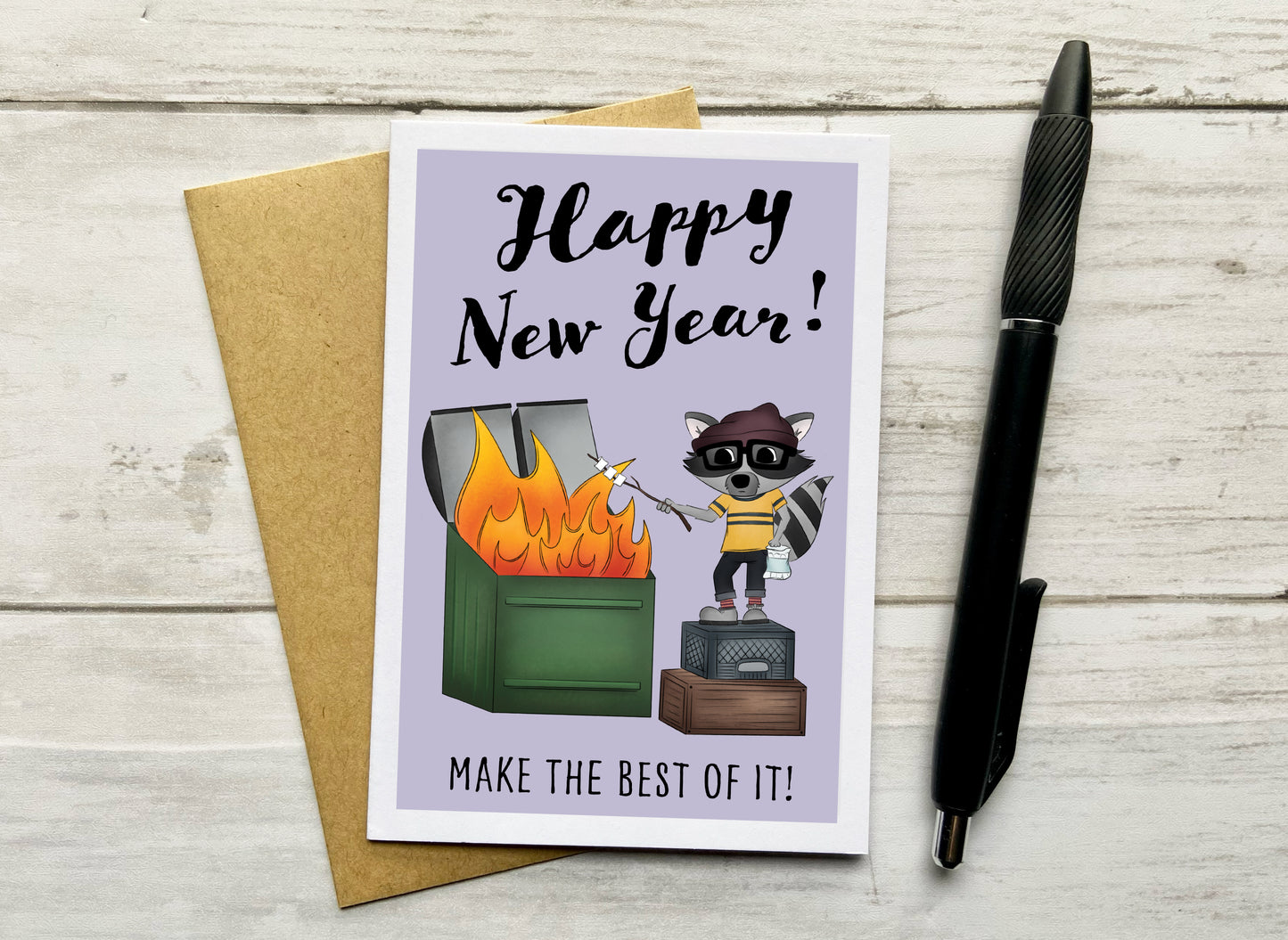 New Year's Dumpster Fire Notecard