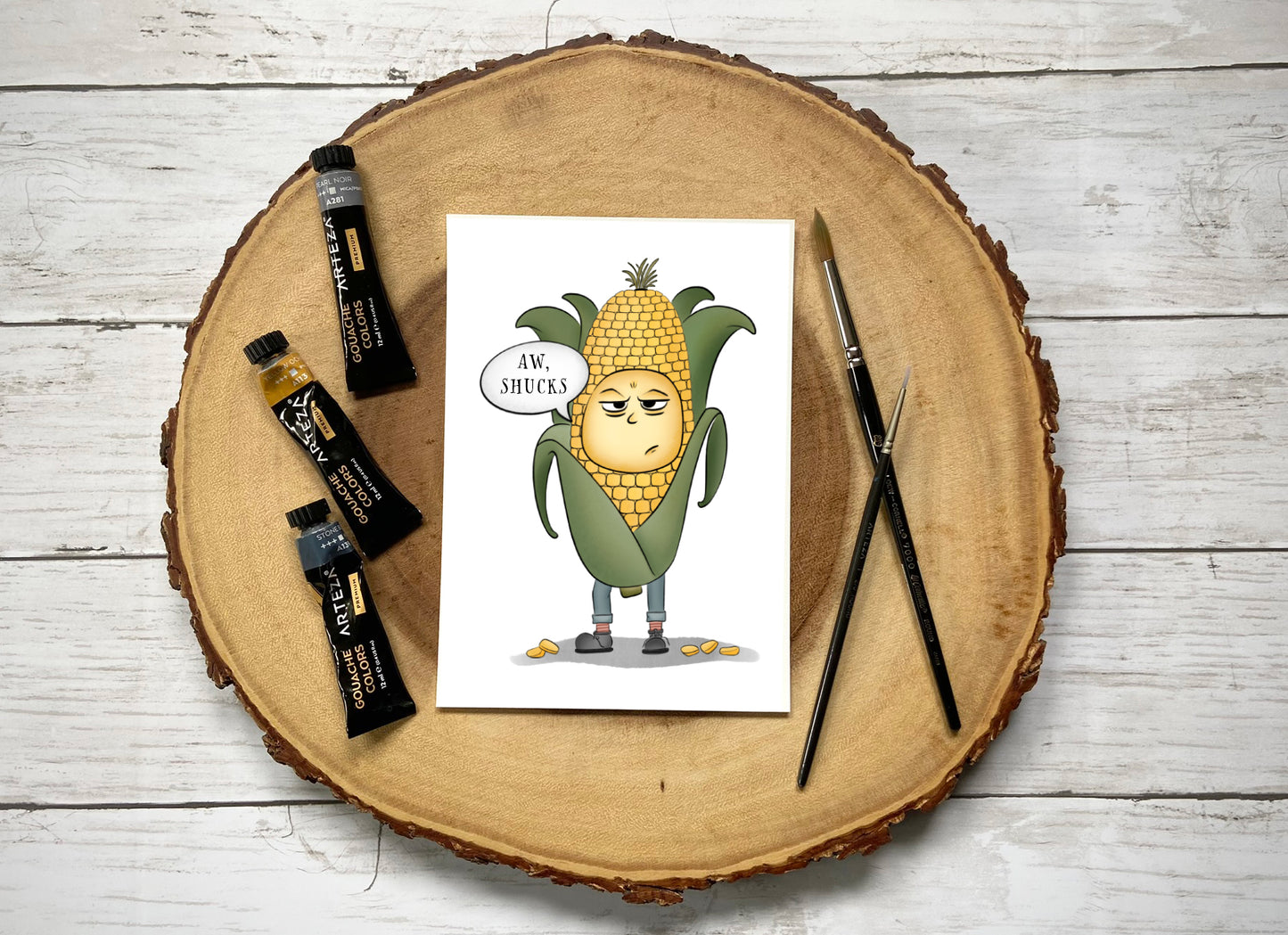 "Angsty Corn on the Cob" Whimsical Illustration Print