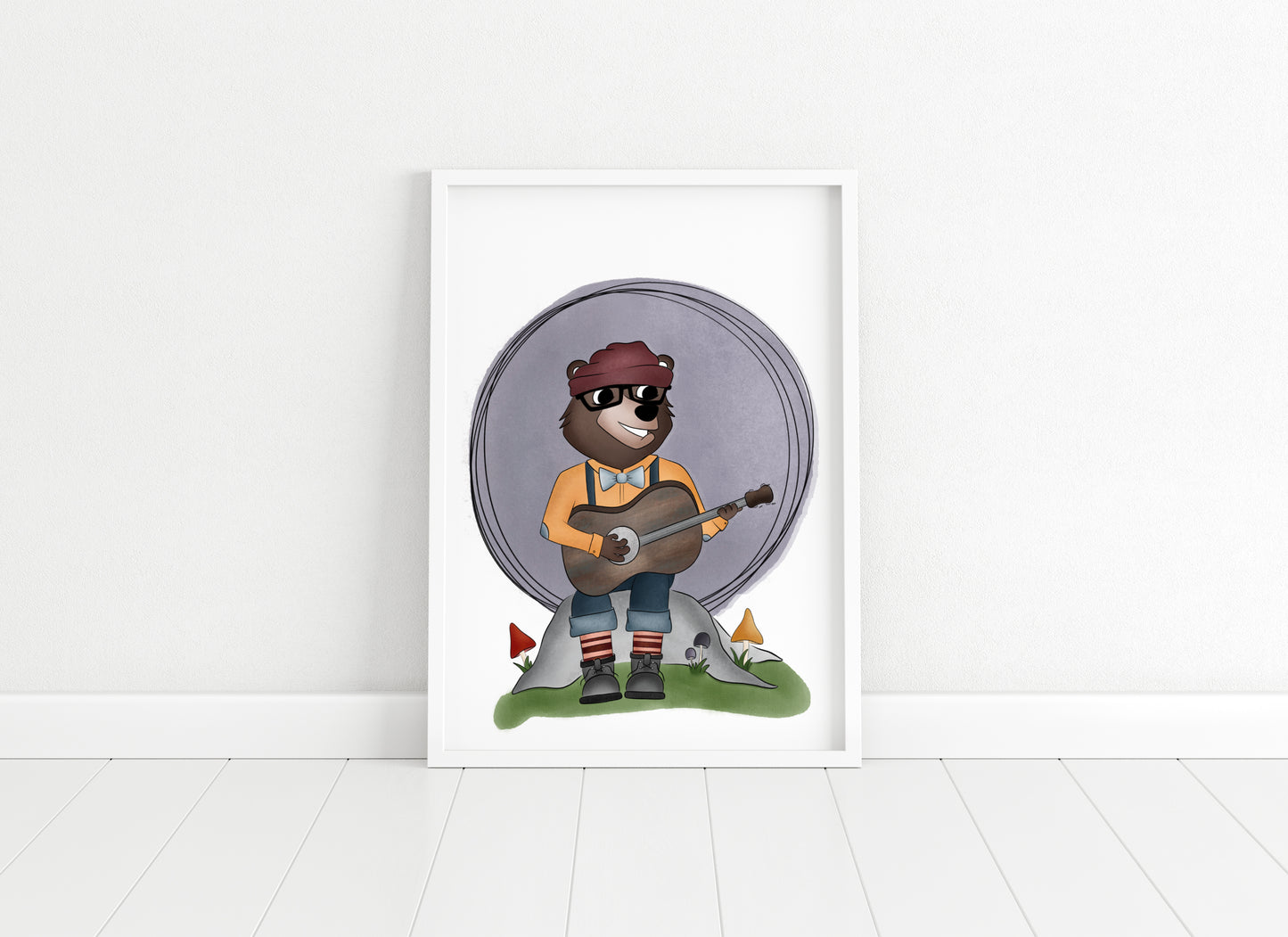 "Guitar Bear" Whimsical Illustration Print