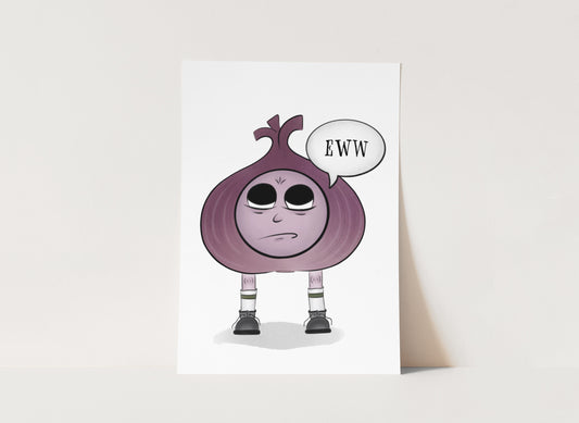 "Angsty Red Onion" Whimsical Illustration Print