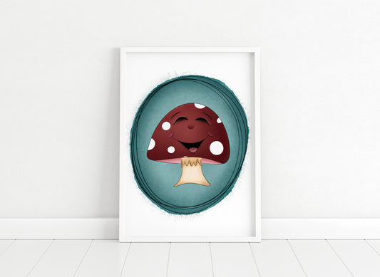"Happy Mushroom" Whimsical Illustration Print