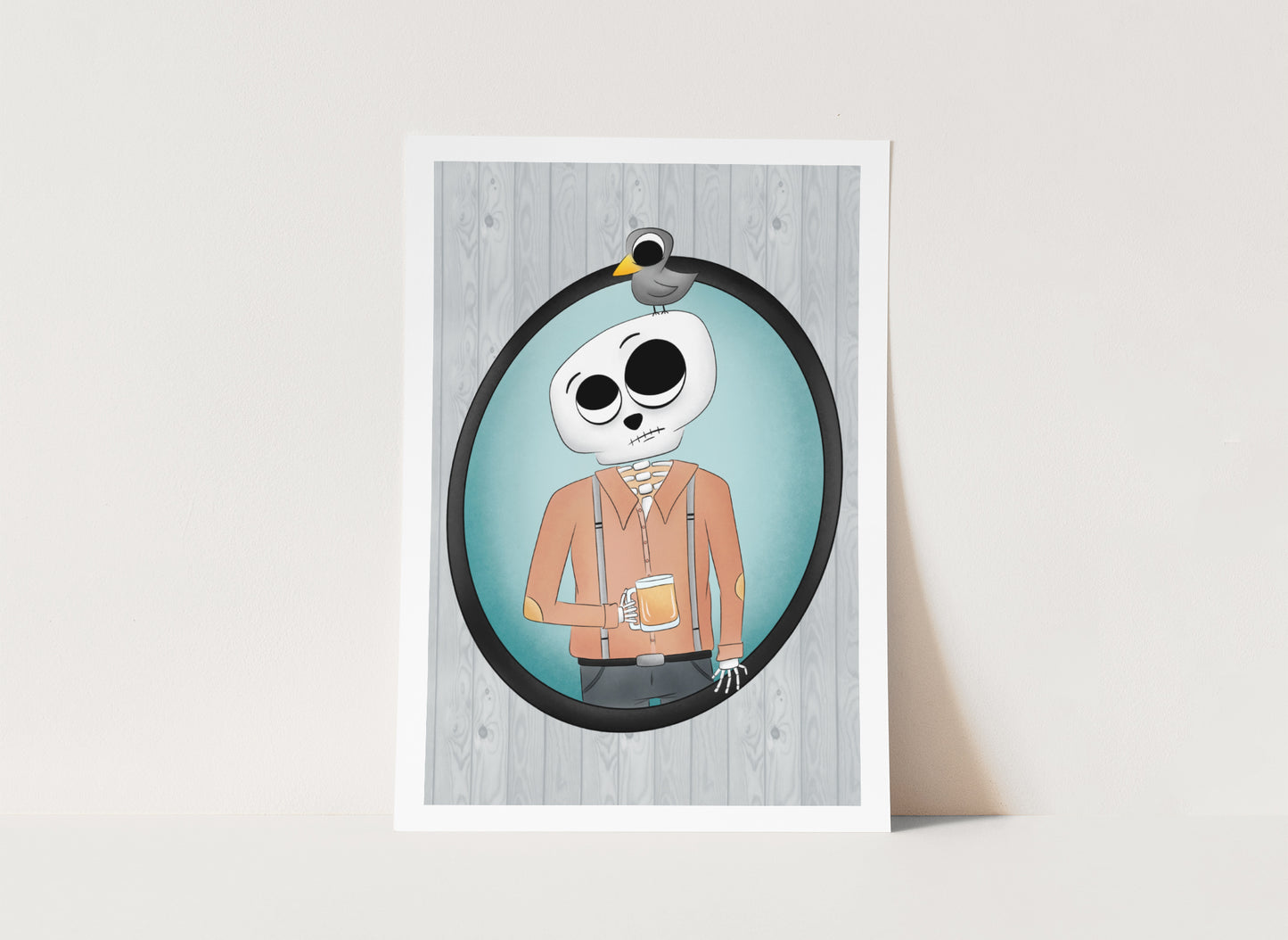 "Skulls and Brews" Whimsical Illustration Print