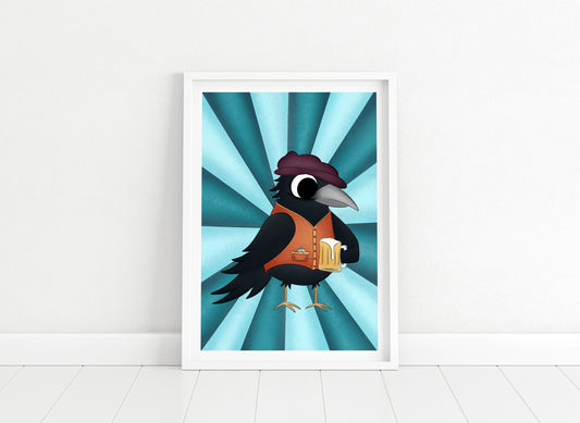 "Blue Raven" Whimsical Illustration Print