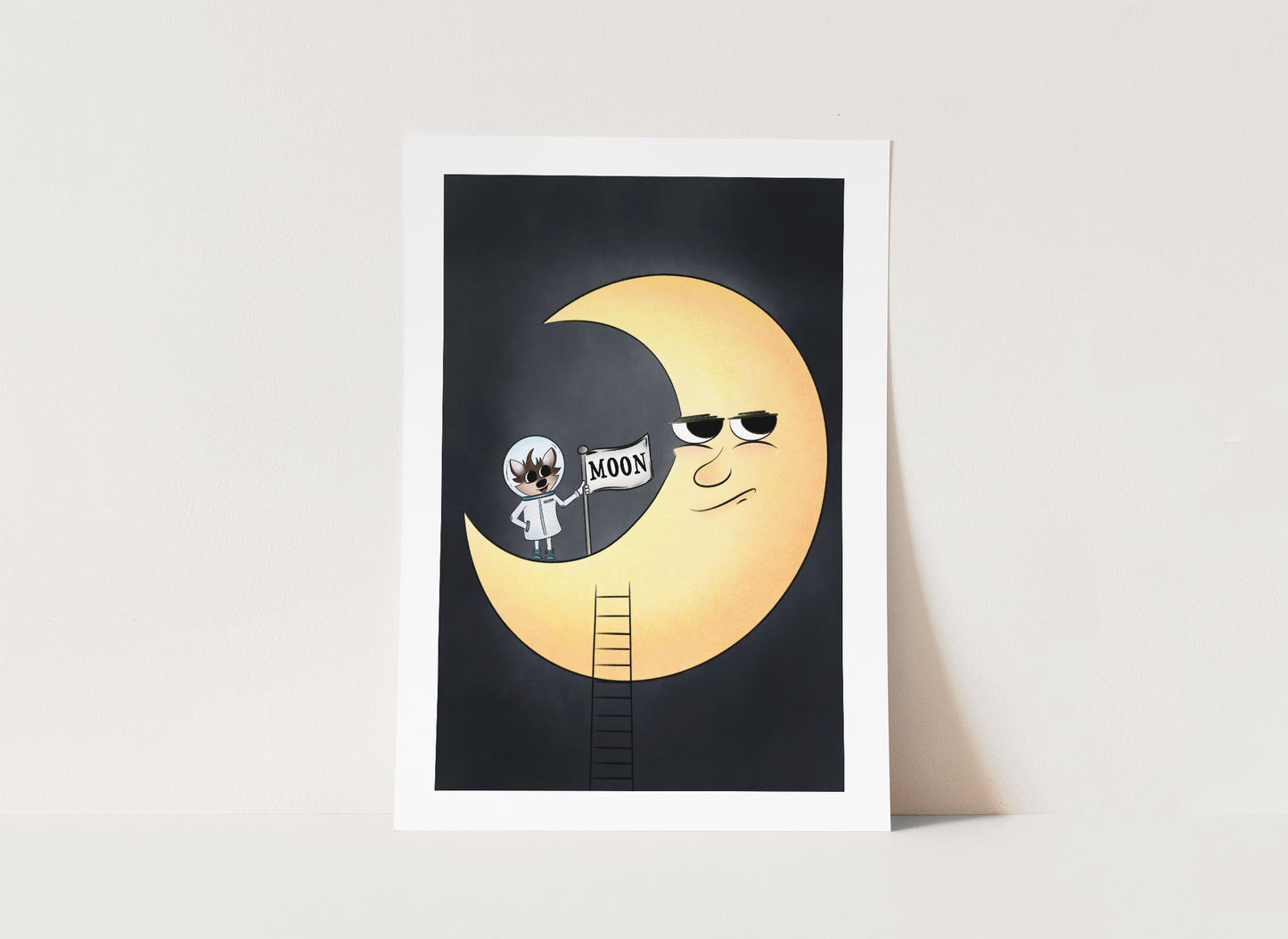 "Moon Landing" Whimsical Illustration Print