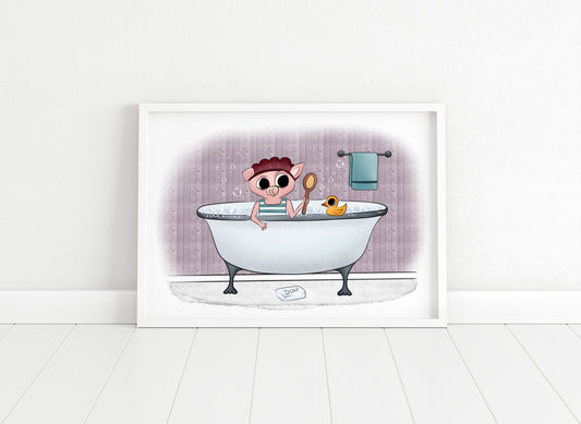 "Take a Bath (Ya Filthy Animal)" Whimsical Illustration Print