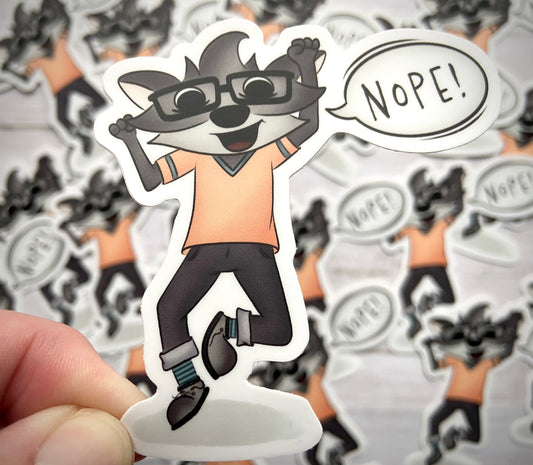 Nope Raccoon Vinyl Sticker