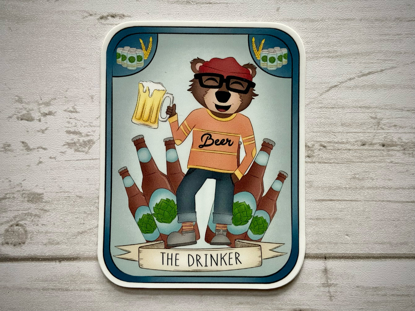 The Drinker Tarot Card Vinyl Sticker