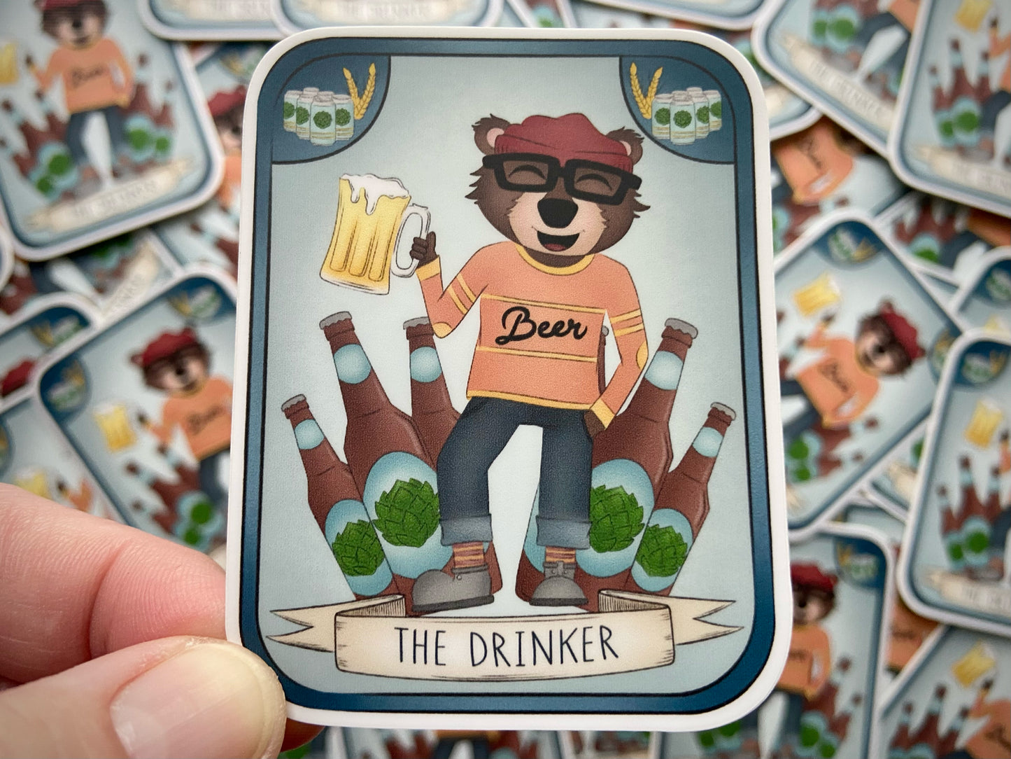 The Drinker Tarot Card Vinyl Sticker