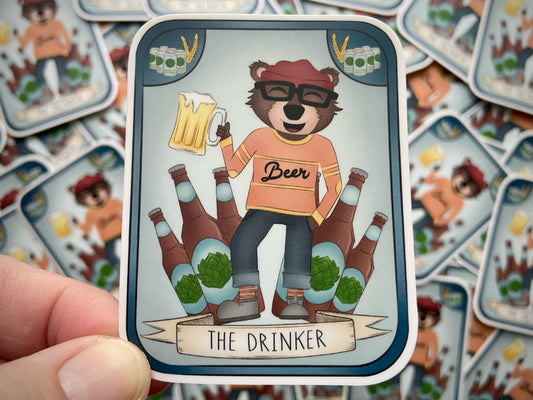 The Drinker Tarot Card Vinyl Sticker