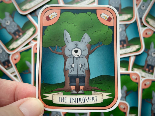 The Introvert Tarot Card Vinyl Sticker