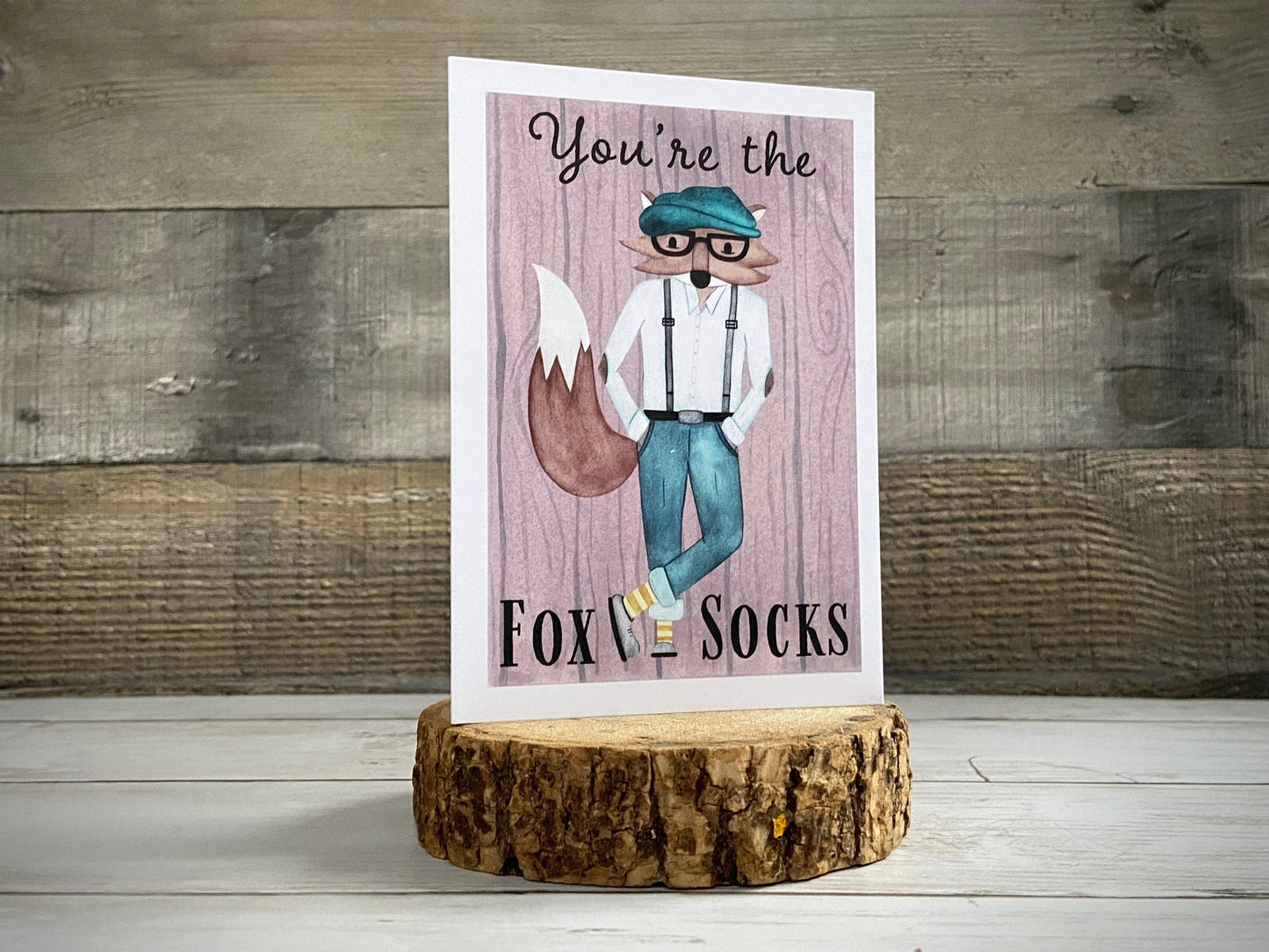 Blank Note Card | You Are The Fox Socks Notecard | Valentines Day Note Card | Whimsical Greeting Card