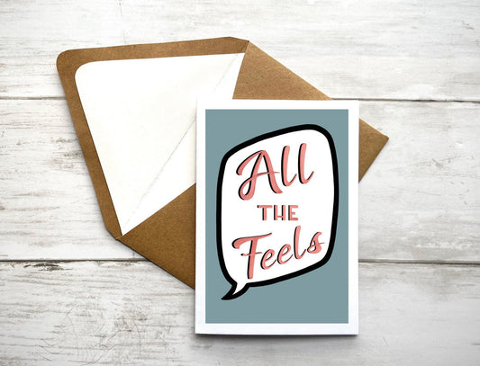 Blank Note Card | All the Feels Notecard | All Occasion Note Card | Whimsical Greeting Card